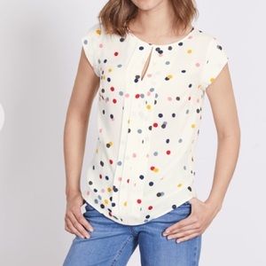 Boden pleat front polka dot top